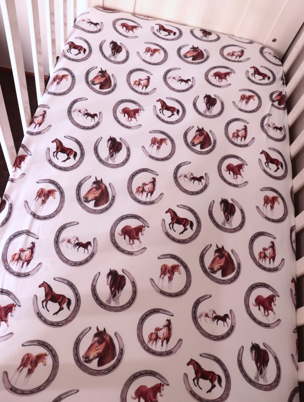 Horses Bamboo Fitted Cot Sheet