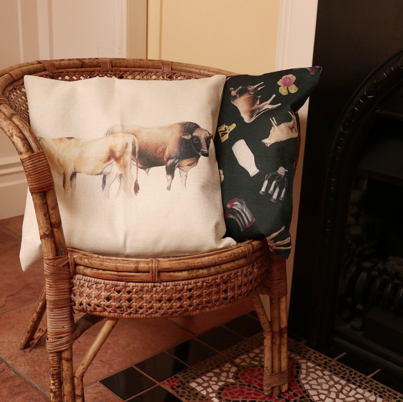 Linen Jersey Cow Cushion