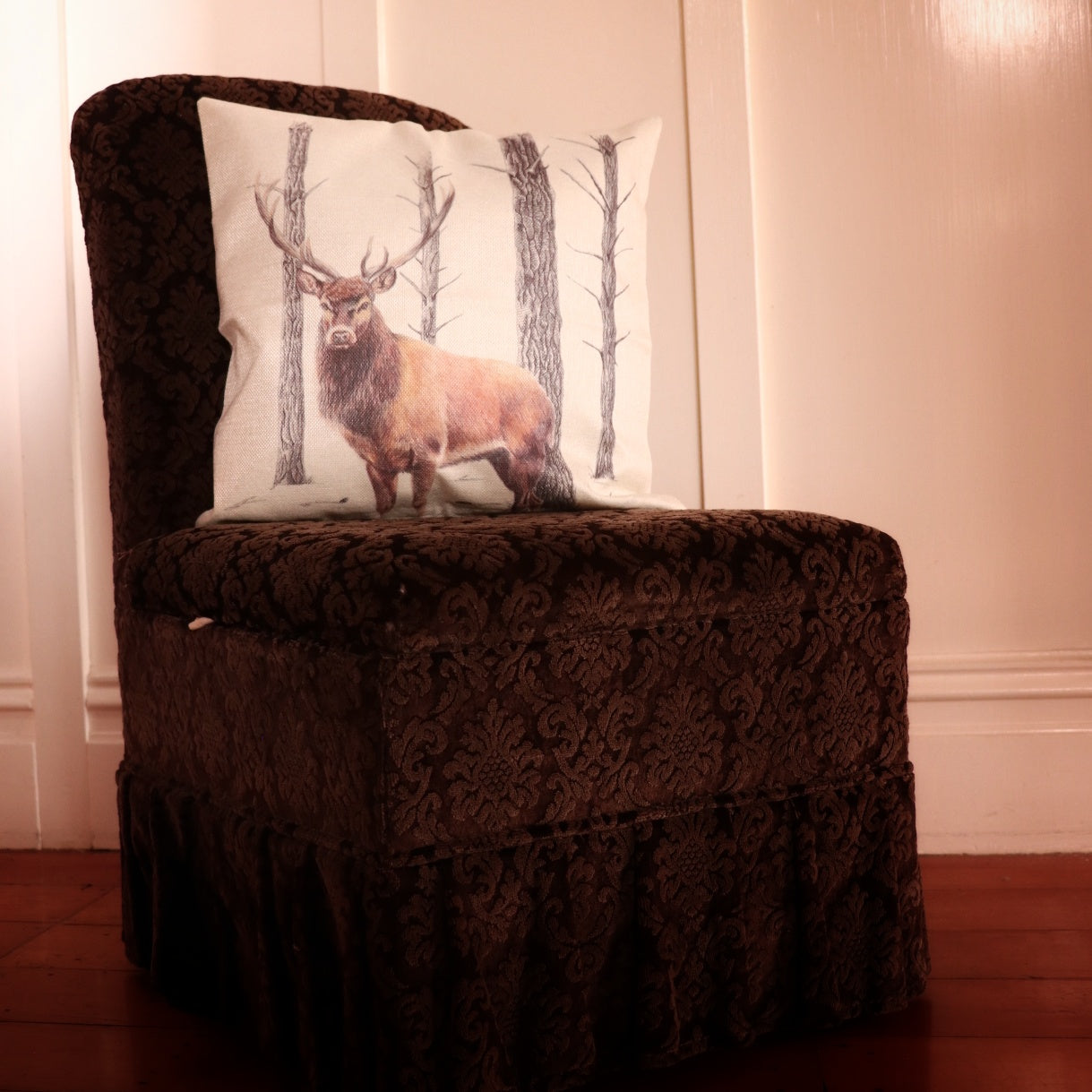 Linen Red Deer Cushion