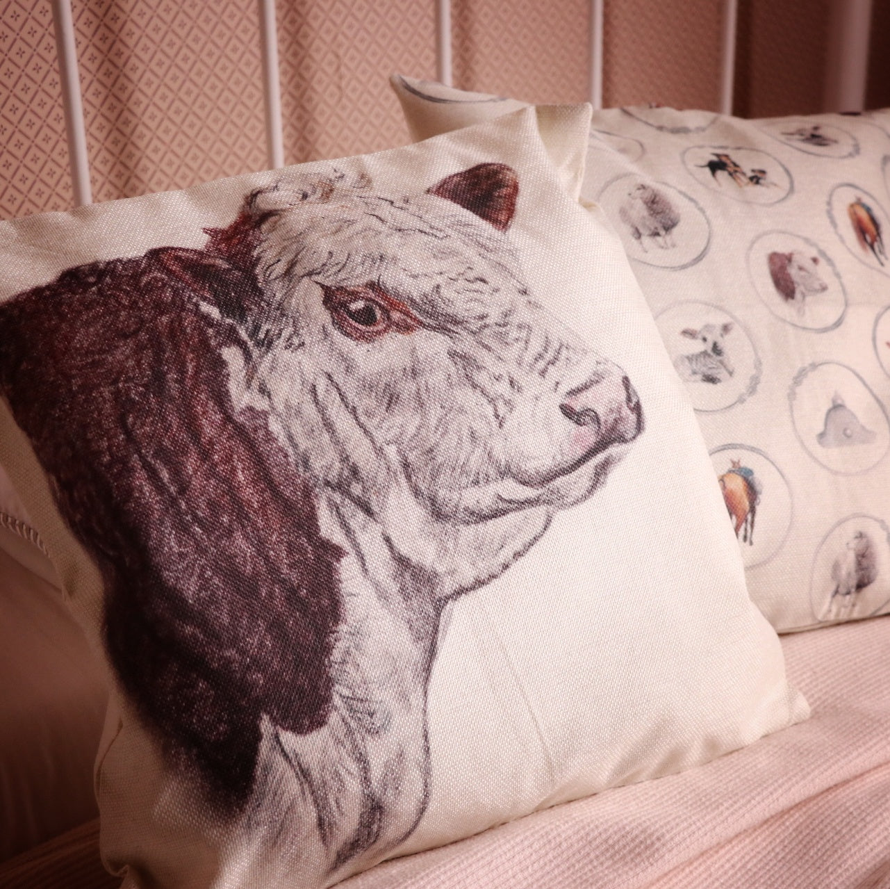 Linen Hereford Bull Cushion