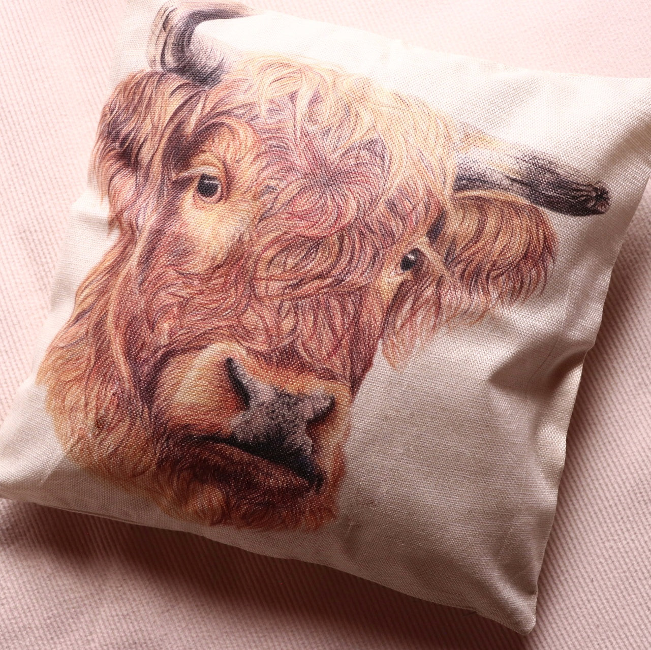 Linen Highland Bull Cushion