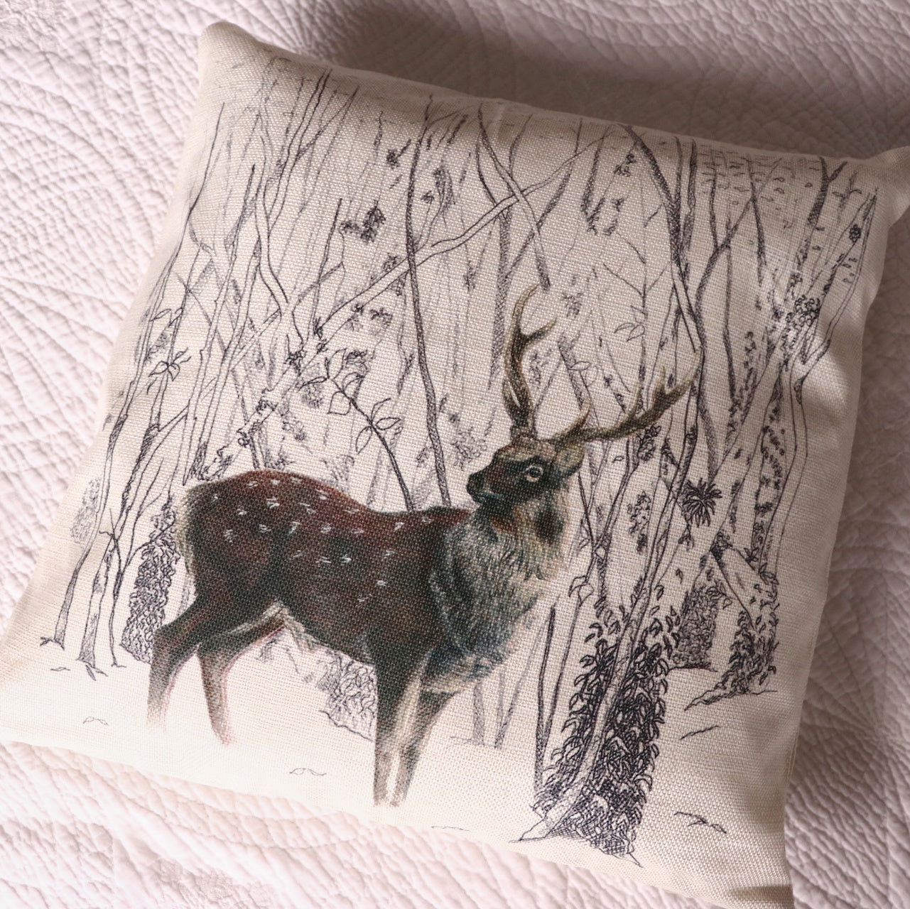 Linen Sika Stag Cushion