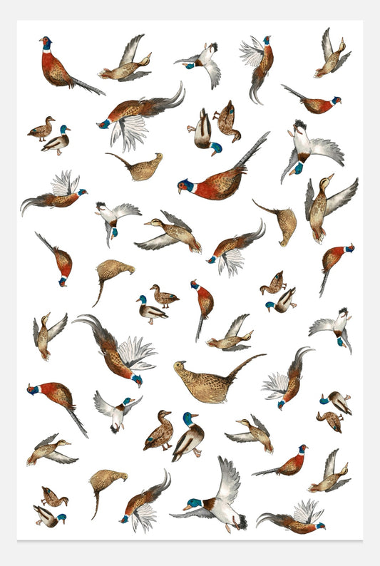 Pheasant/Duck Multi Print NZ Tea Towel