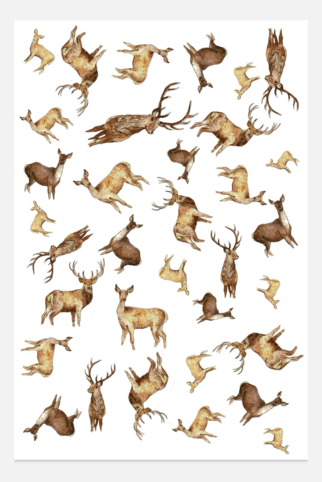 Red Deer Multi Print NZ Tea Towel