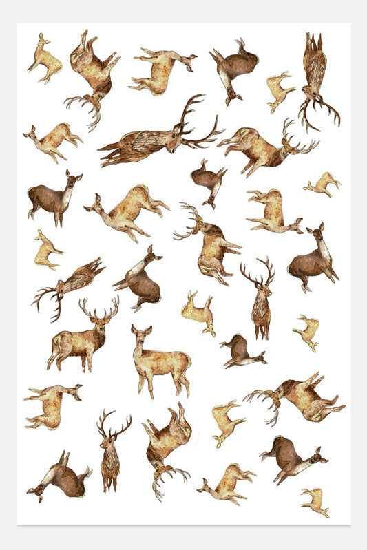 Red Deer Multi Print NZ Tea Towel
