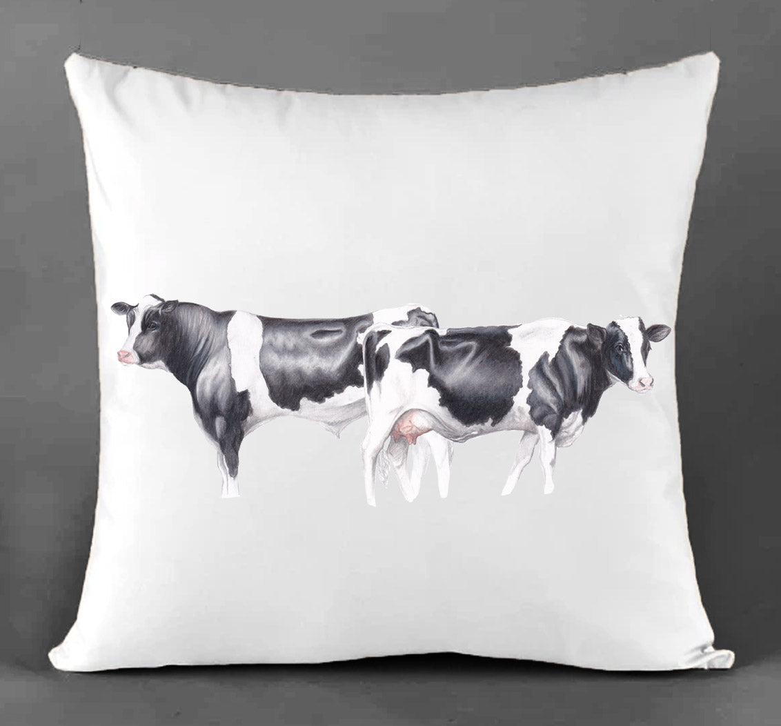 Friesian Cow pair Cotton Canvas Cushion