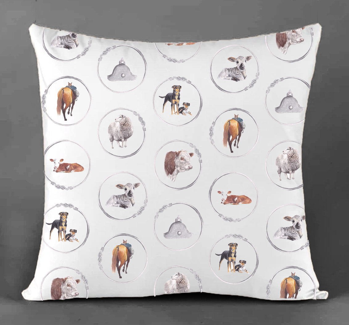 Sheep and Beef Cotton Canvas Cushion