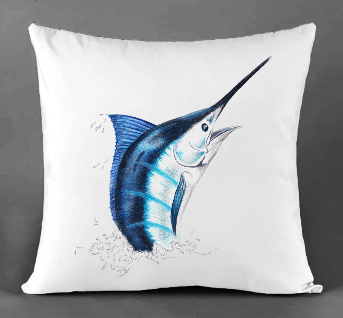 Blue Marlin Cotton Canvas Cushion