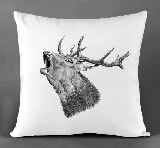 Red Stag Roaring Black n White Canvas Cushion